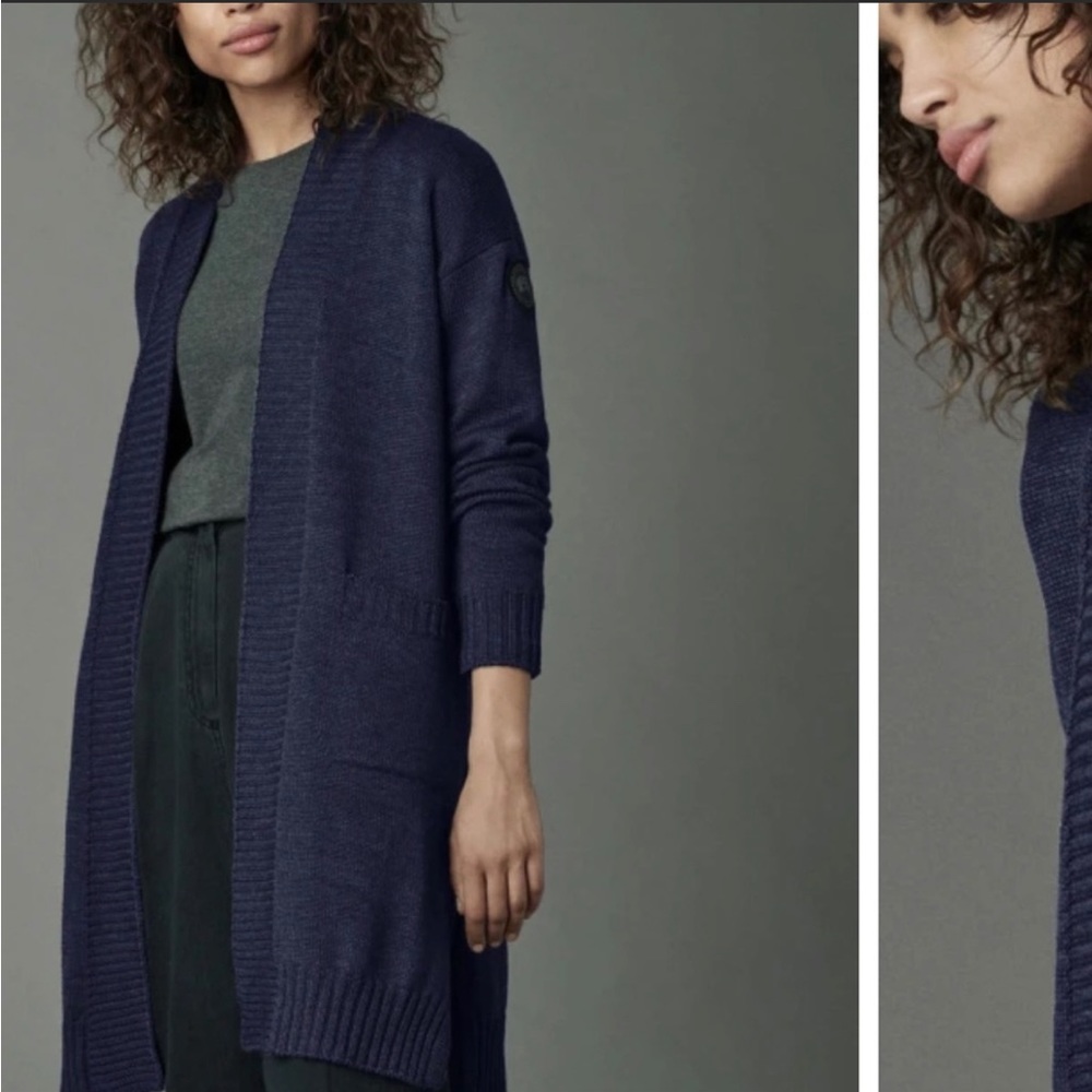 Canada Goose Navy Open-Front Long Cardigan